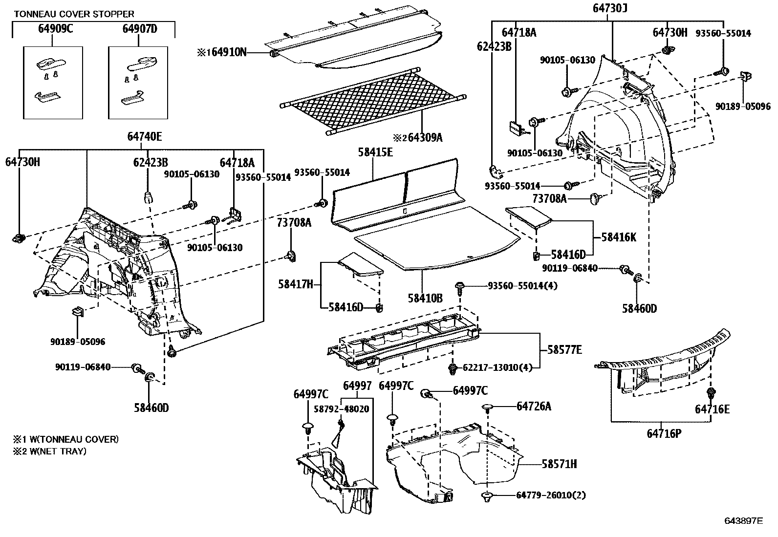Toyota RAV4 底板和底板装饰罩 EPC diagram — 643897E
