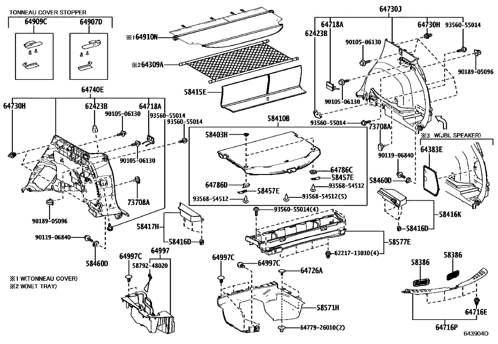 Toyota RAV4 底板和底板装饰罩 EPC diagram — 643904D