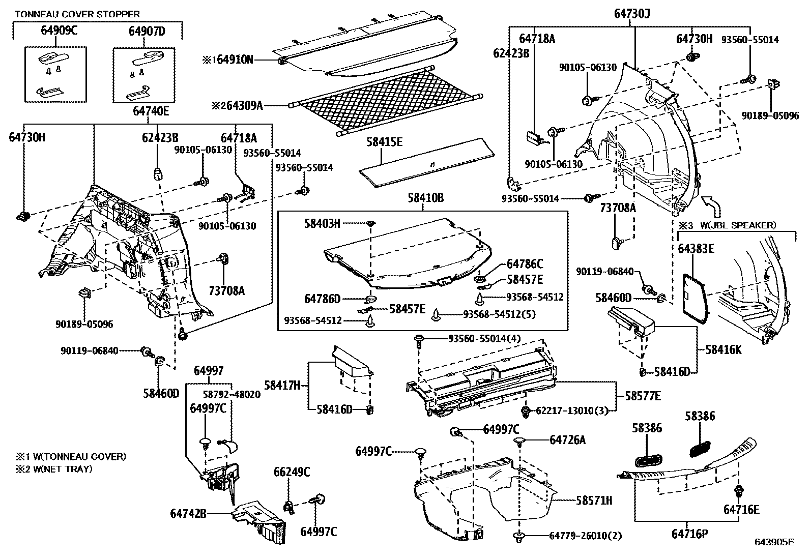 Toyota RAV4 底板和底板装饰罩 EPC diagram — 643905E