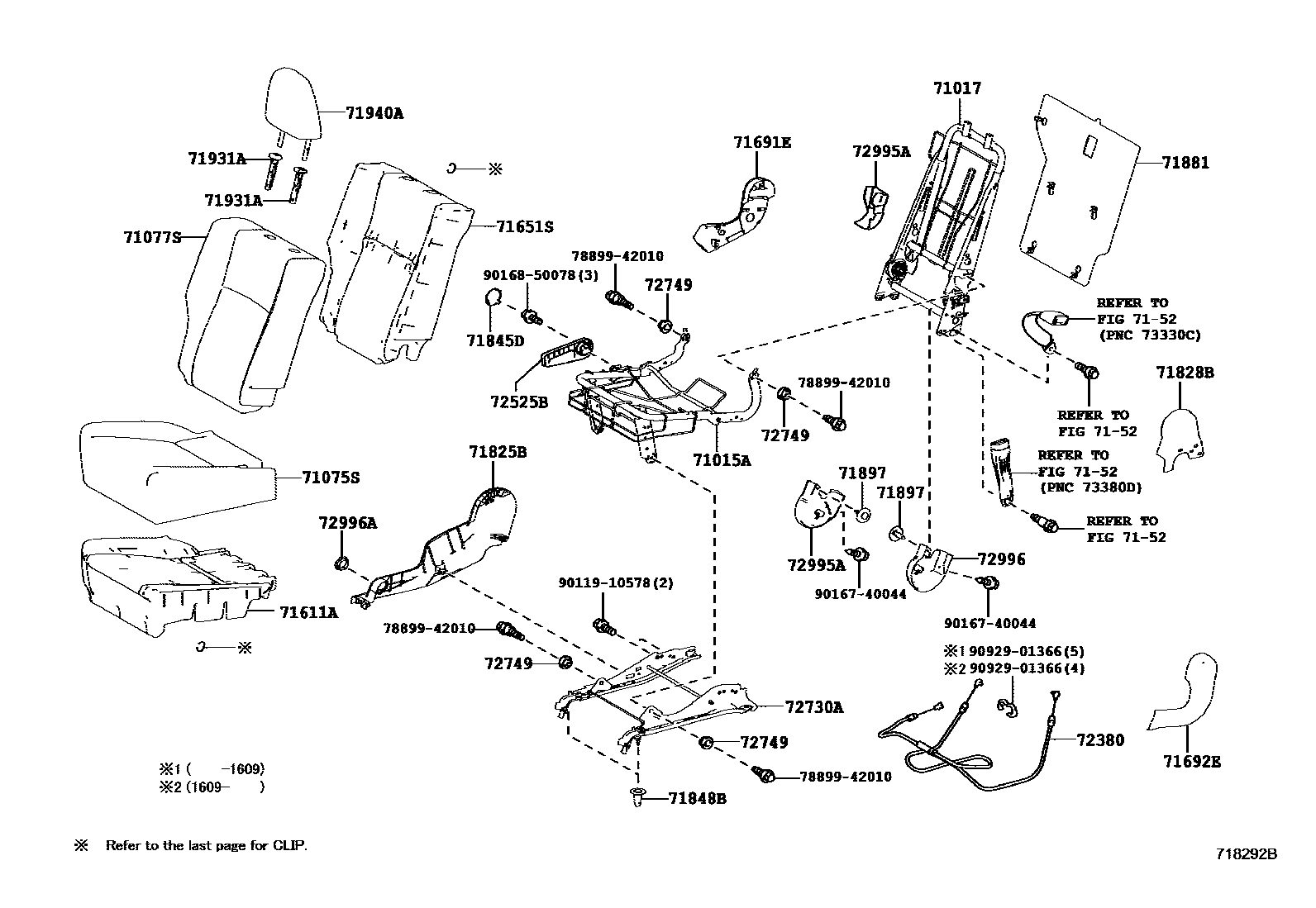Toyota RAV4 座椅和座椅滑轨 EPC diagram — 718292B