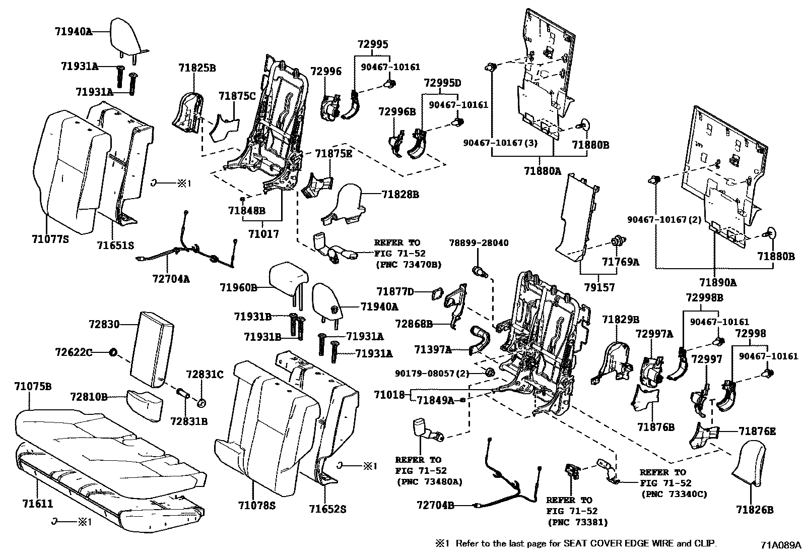 Toyota RAV4 座椅和座椅滑轨 EPC diagram — 71A089A