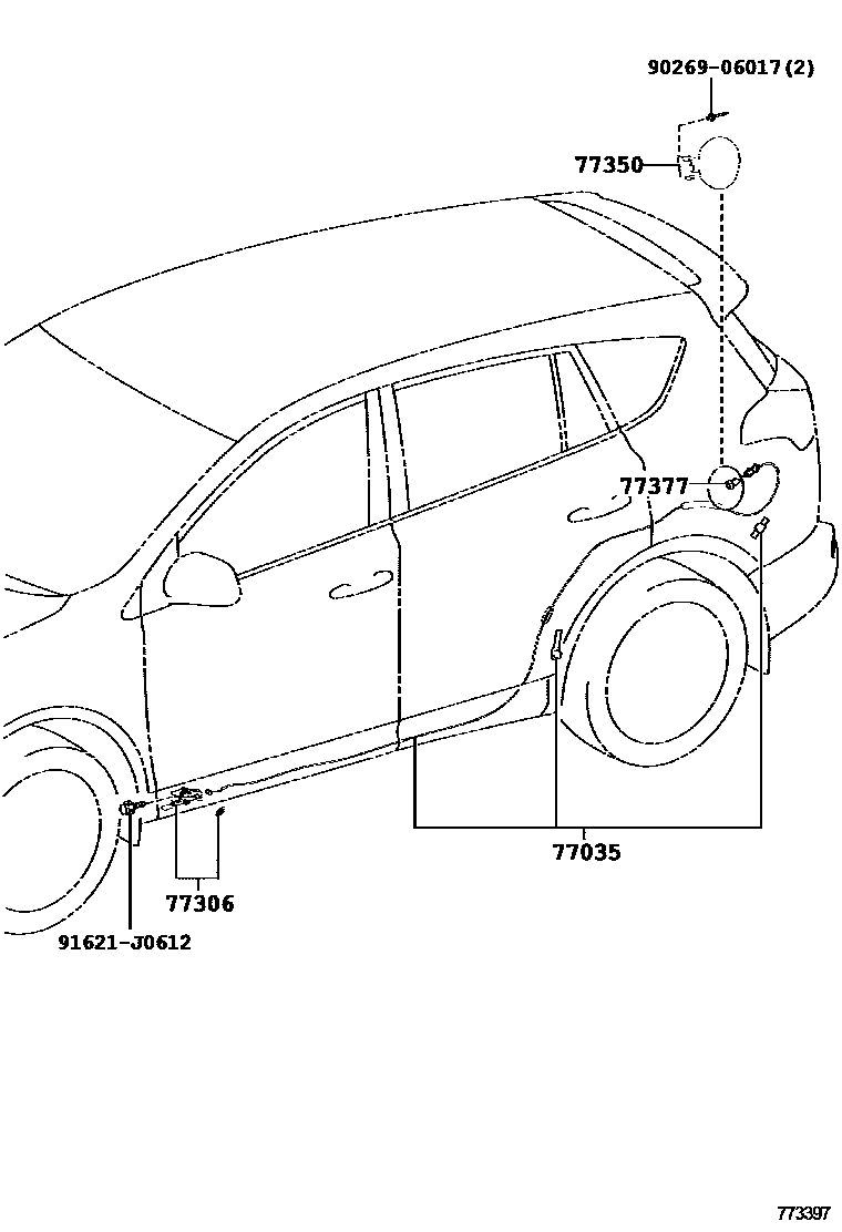 Toyota RAV4 燃油箱和燃油管 EPC diagram — 773404