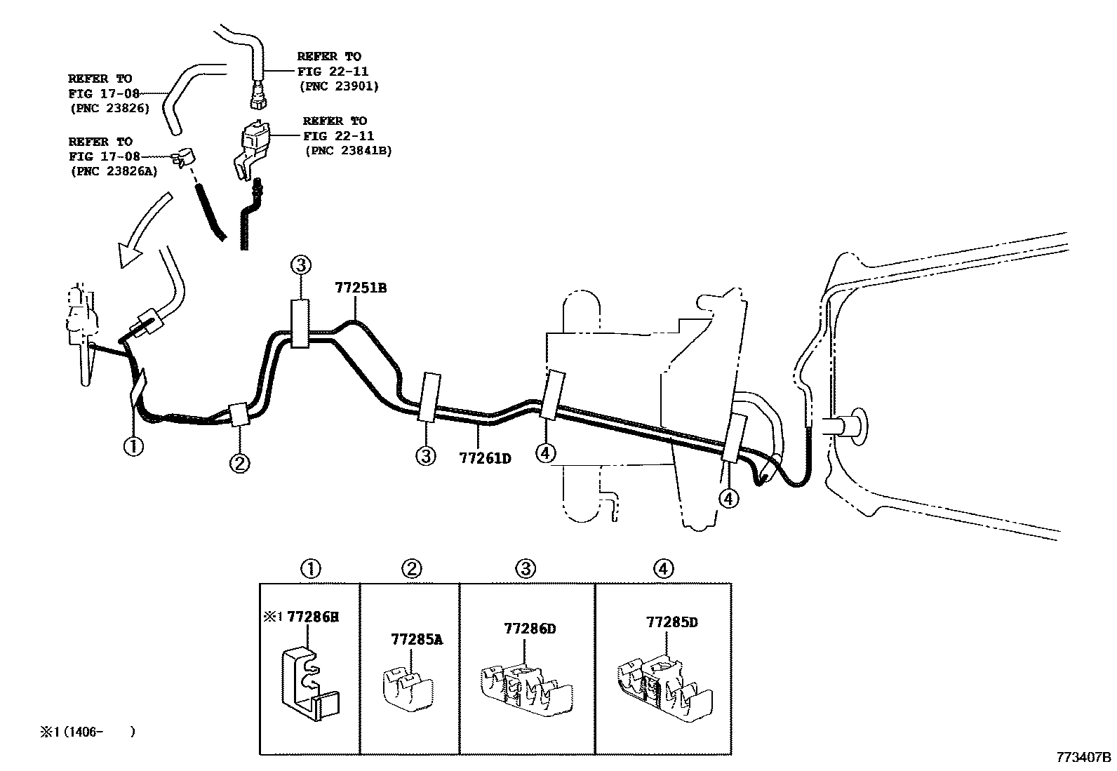 Toyota RAV4 燃油箱和燃油管 EPC diagram — 773407B