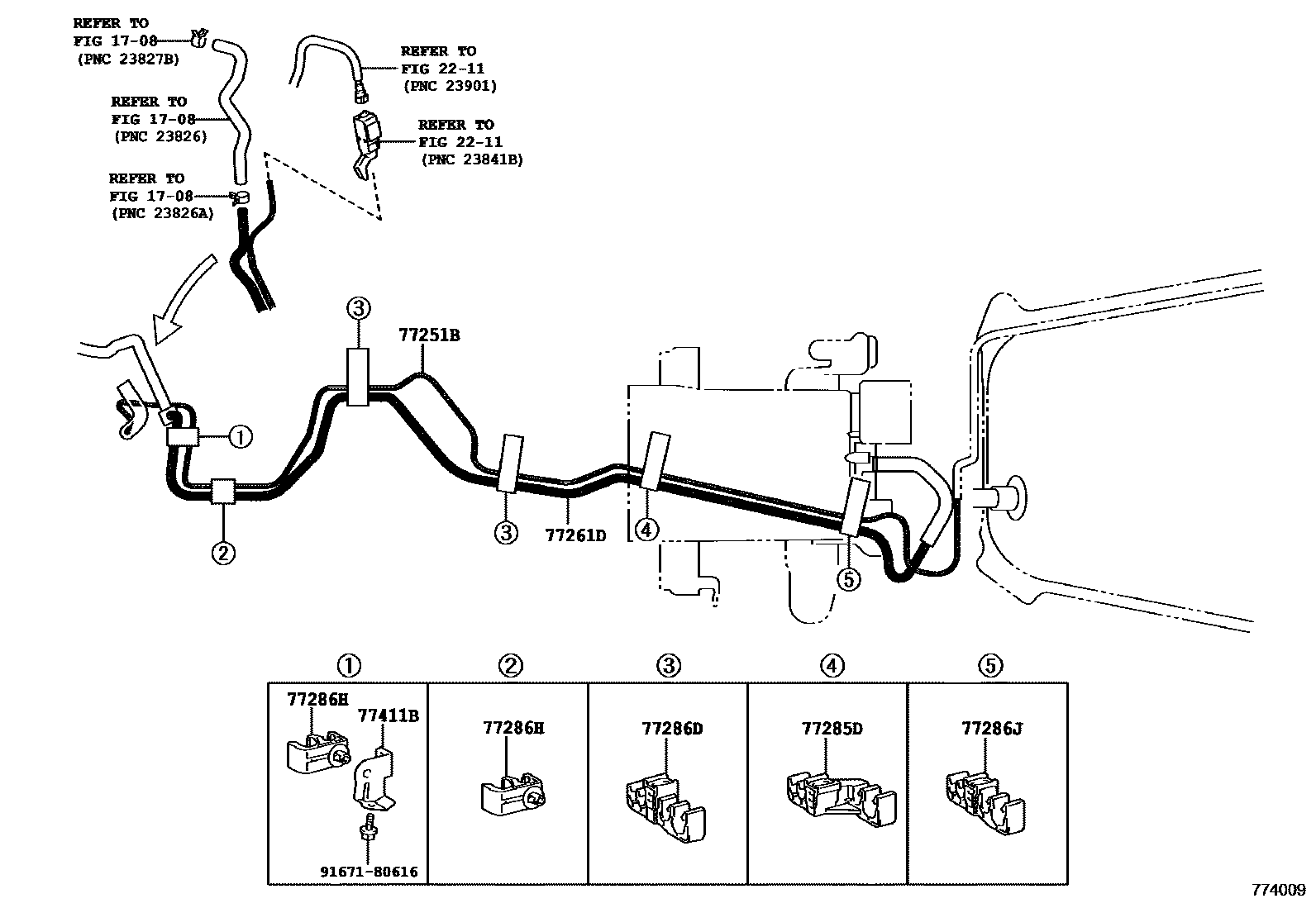 Toyota RAV4 燃油箱和燃油管 EPC diagram — 774009