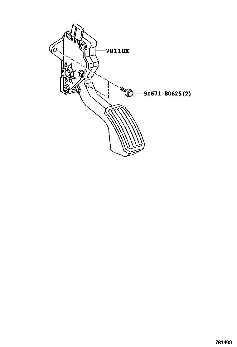 Toyota RAV4 accelerator pedal connecting rod EPC diagram — 781409
