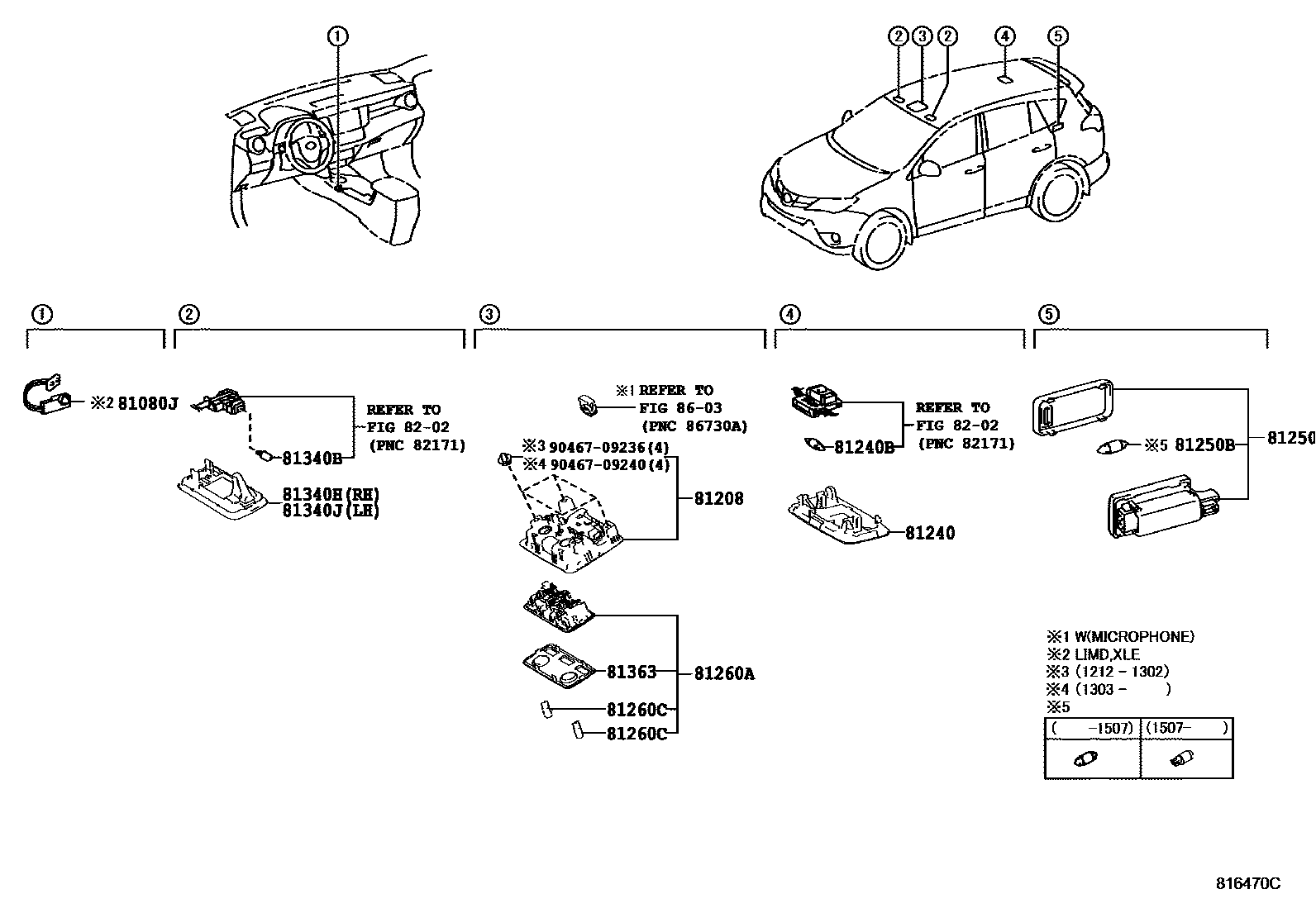 Toyota RAV4 车内灯 EPC diagram — 816470C