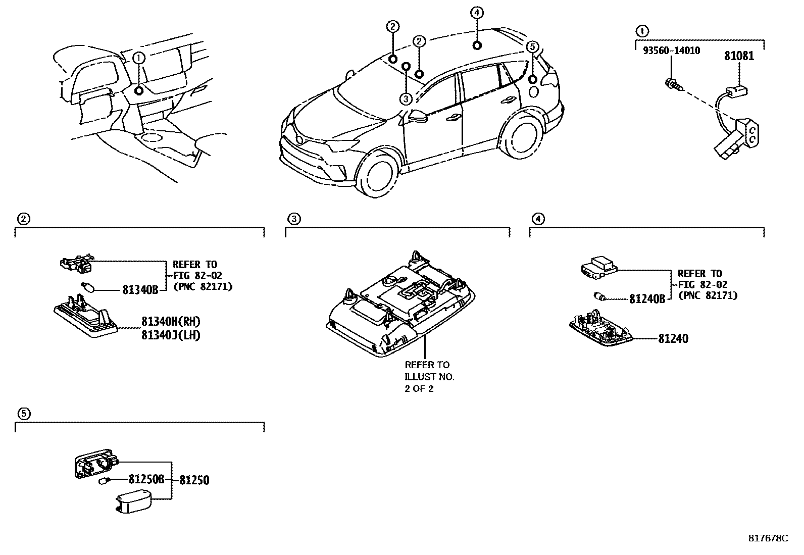 Toyota RAV4 车内灯 EPC diagram — 817678C