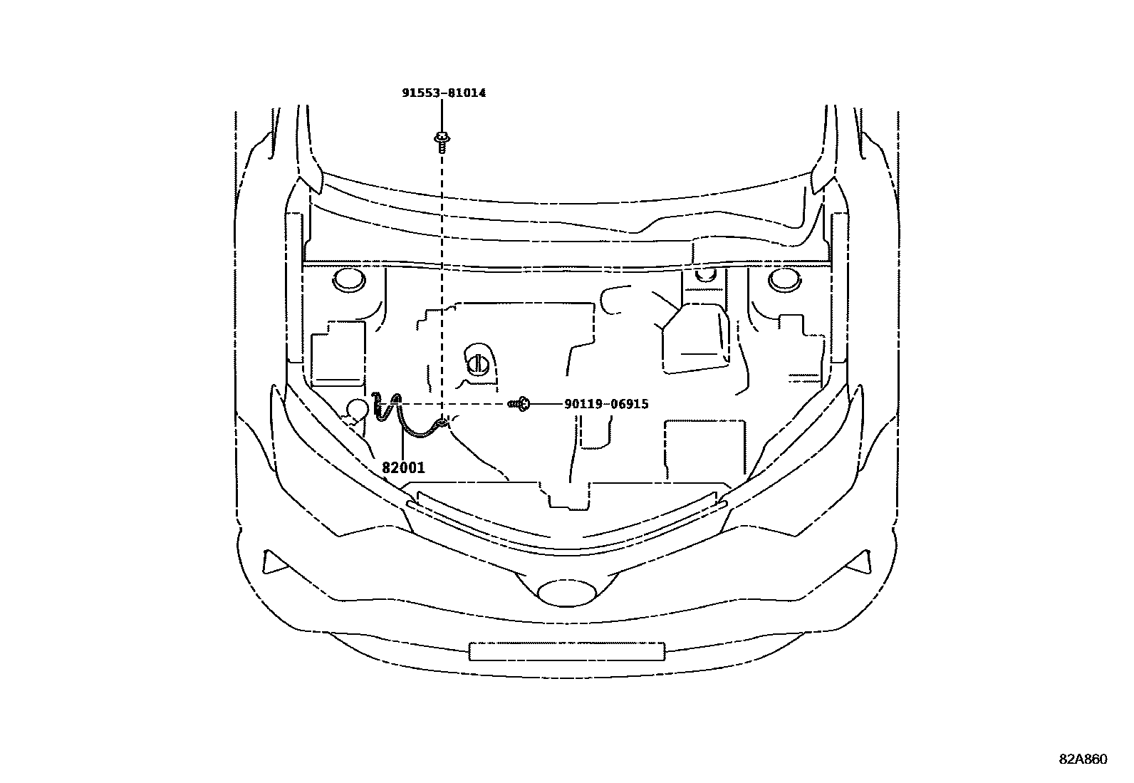 Toyota RAV4 线束和卡夹 EPC diagram — 82A860
