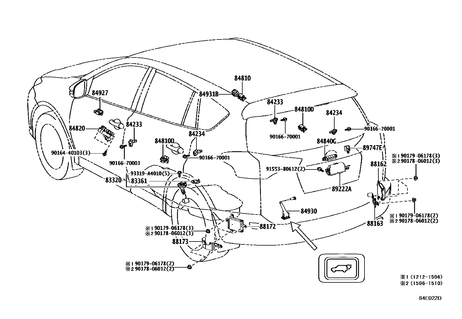 Toyota RAV4 开关和继电器和ECU EPC diagram — 84E022D