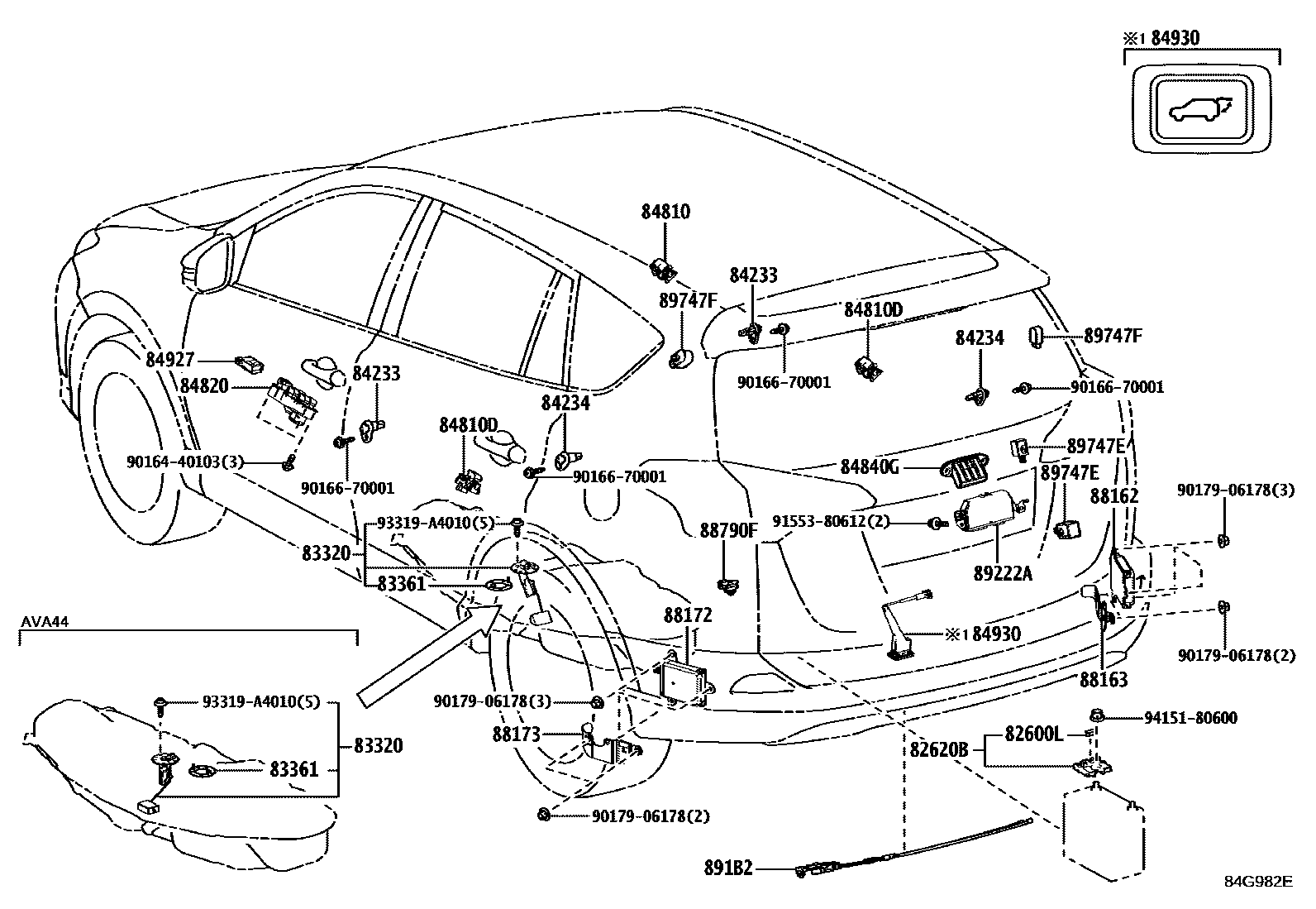 Toyota RAV4 开关和继电器和ECU EPC diagram — 84G982E