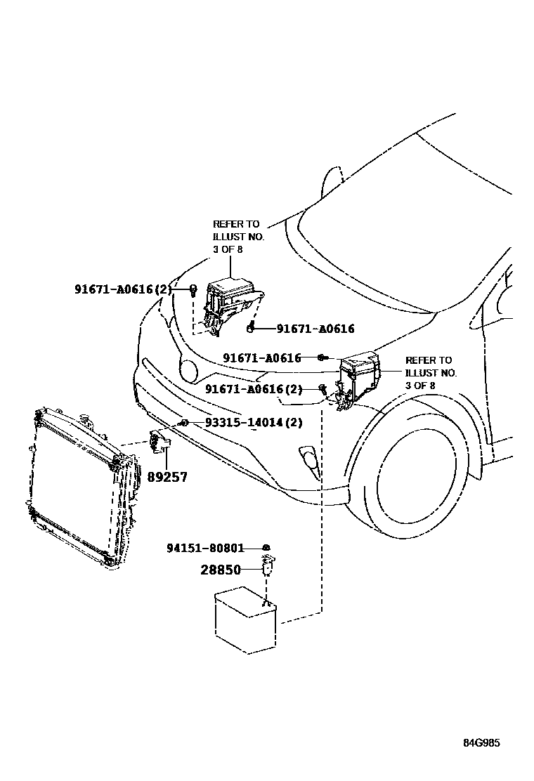 Toyota RAV4 开关和继电器和ECU EPC diagram — 84G985