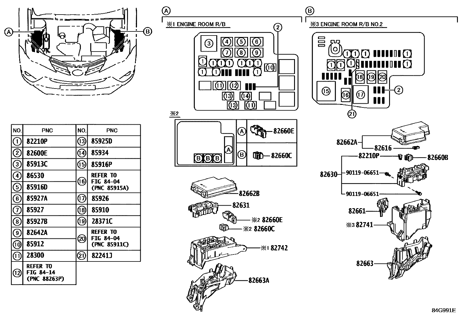 Toyota RAV4 开关和继电器和ECU EPC diagram — 84G991E