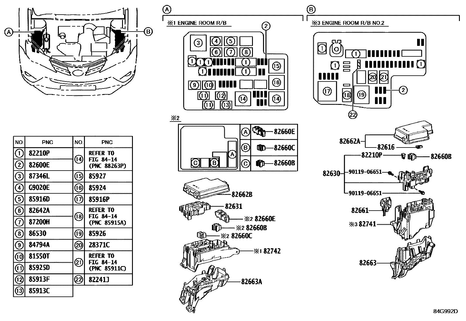 Toyota RAV4 开关和继电器和ECU EPC diagram — 84G992D