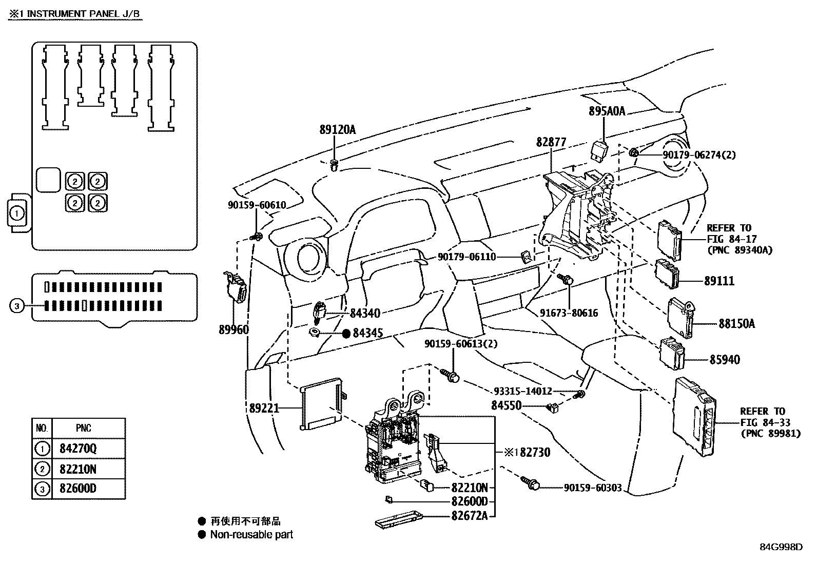 Toyota RAV4 开关和继电器和ECU EPC diagram — 84G998D