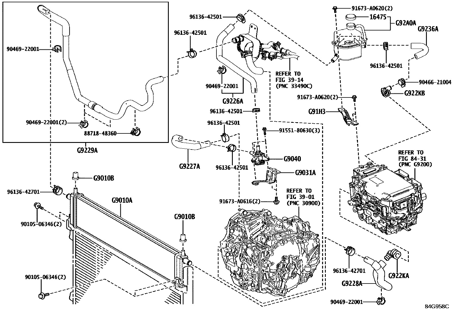 Toyota RAV4 逆变器冷却系统 EPC diagram — 84G958C