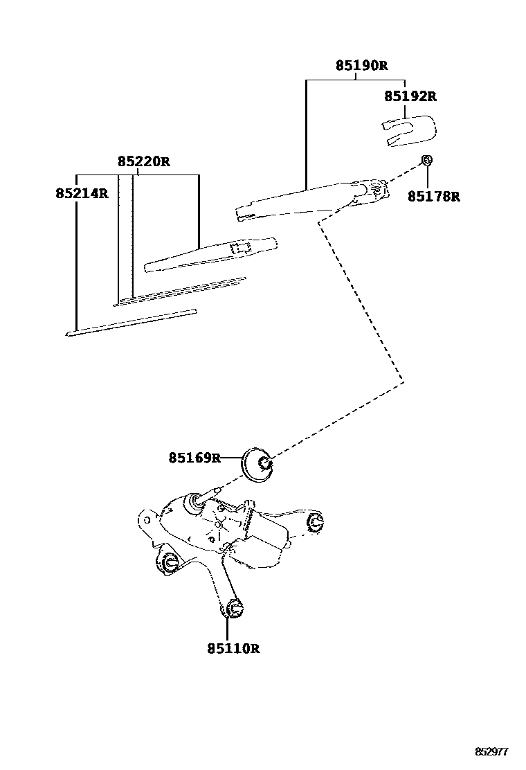 Toyota RAV4 后刮水器 EPC diagram — 852977
