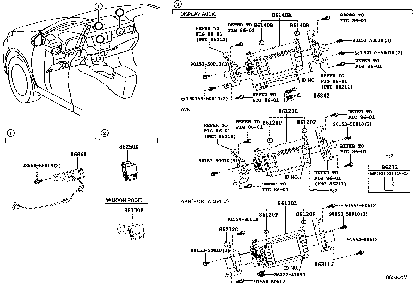 Toyota RAV4 导航和前监视器显示屏 EPC diagram — 865364M