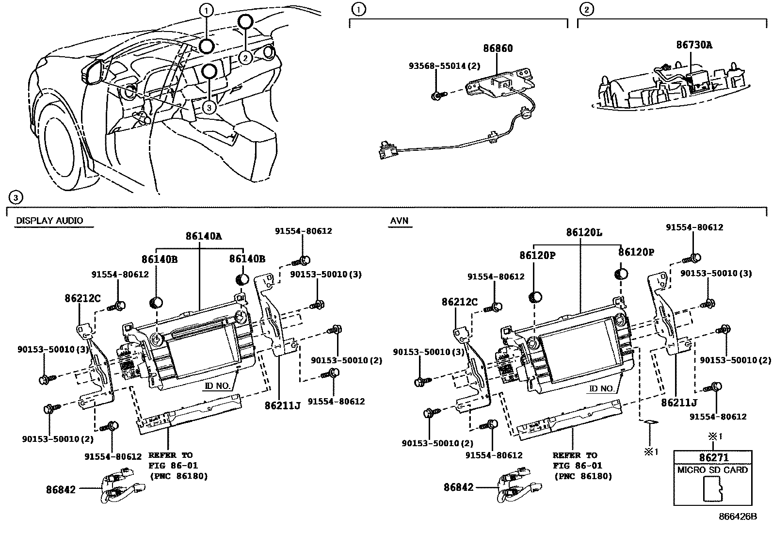 Toyota RAV4 导航和前监视器显示屏 EPC diagram — 866426B