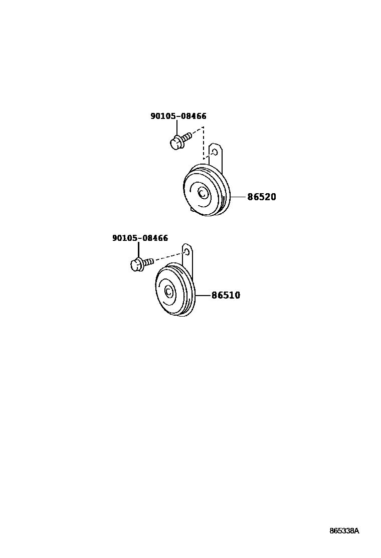 Toyota RAV4 喇叭 EPC diagram — 865338A