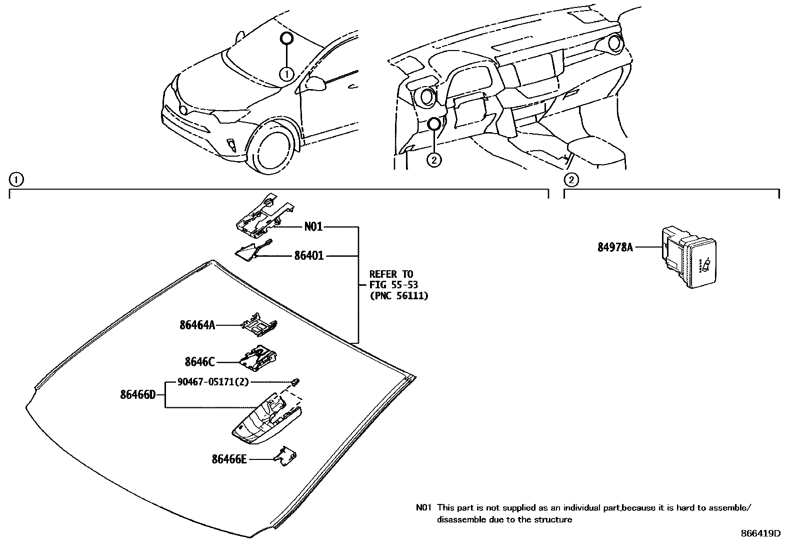 Toyota RAV4 预碰撞安全系统 EPC diagram — 866419D