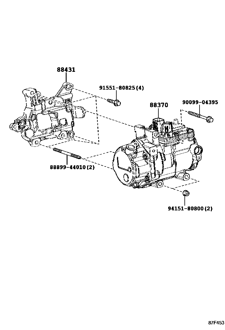 Toyota RAV4 Heating & Air Conditioning - Compressor EPC diagram — 87F453