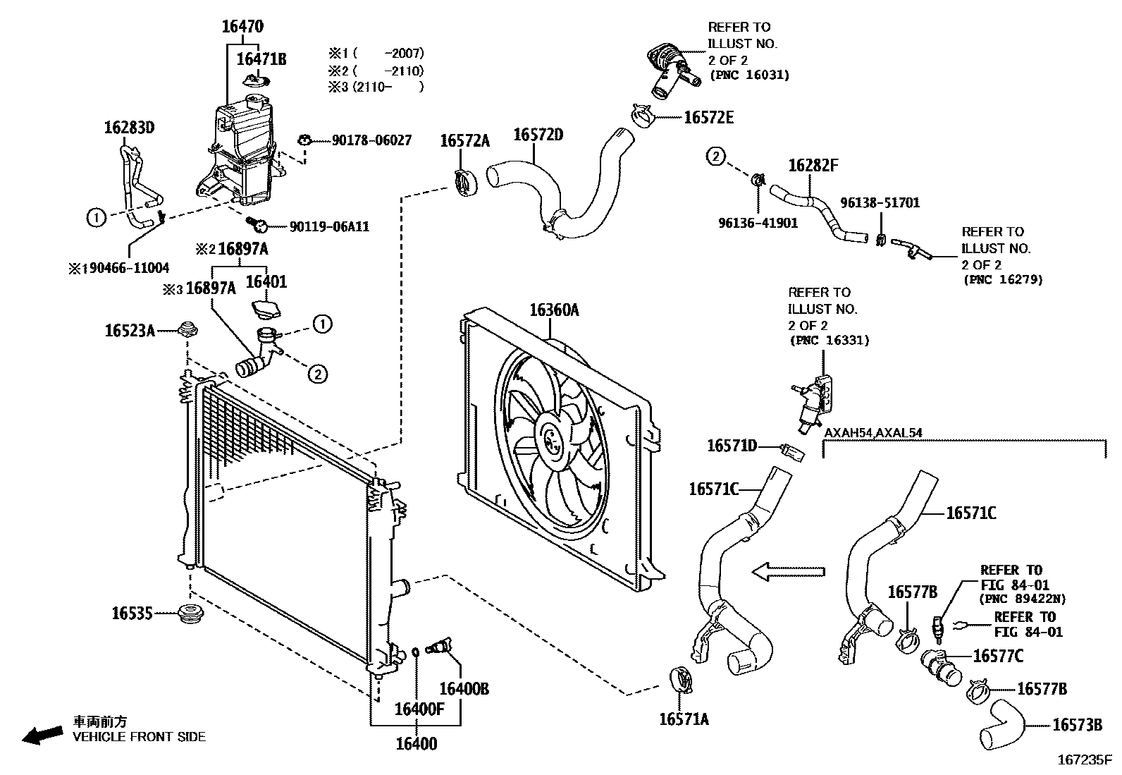 Toyota RAV4 RADIATOR & WATER OUTLET EPC diagram — 167235F