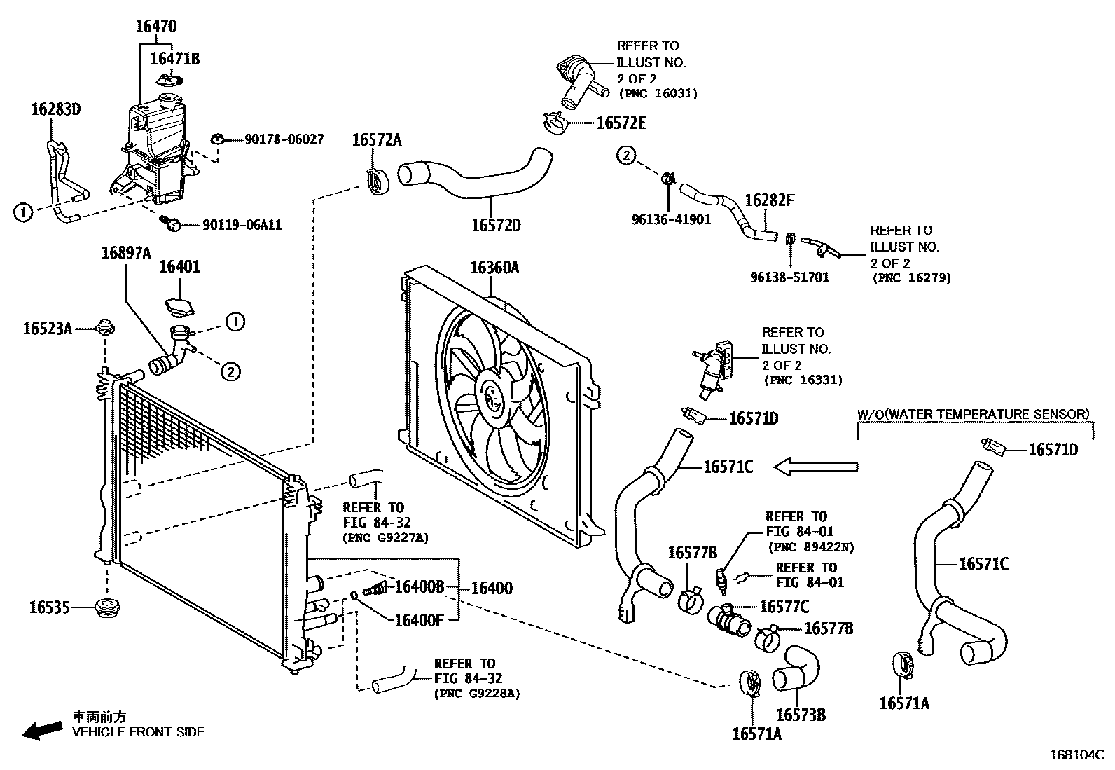 Toyota RAV4 RADIATOR & WATER OUTLET EPC diagram — 168104C