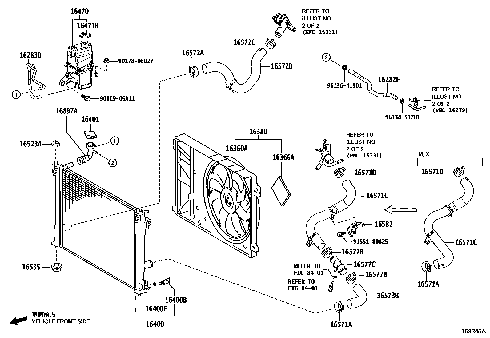 Toyota RAV4 RADIATOR & WATER OUTLET EPC diagram — 168345A