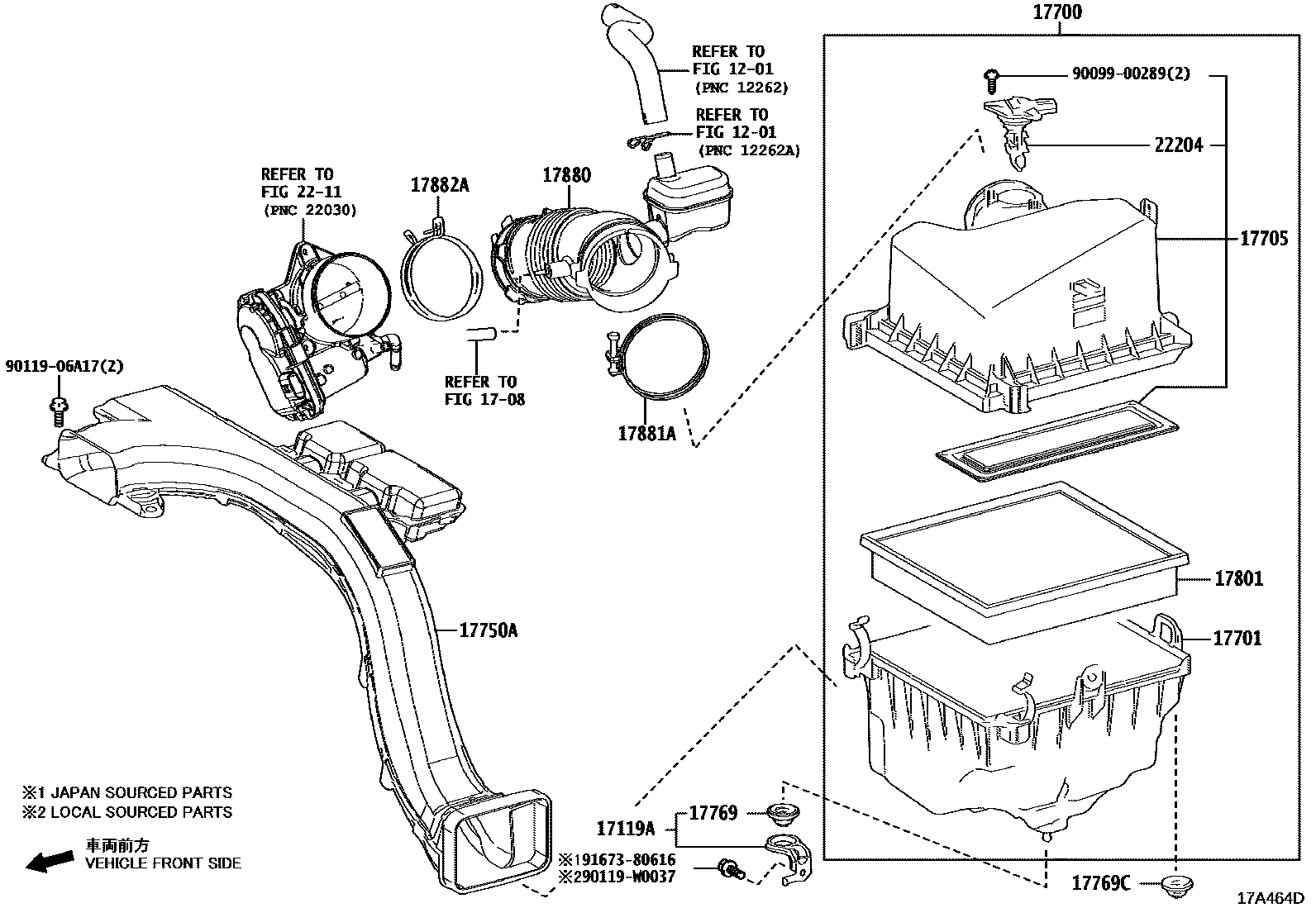 Toyota RAV4 Air Cleaner EPC diagram — 17A464D