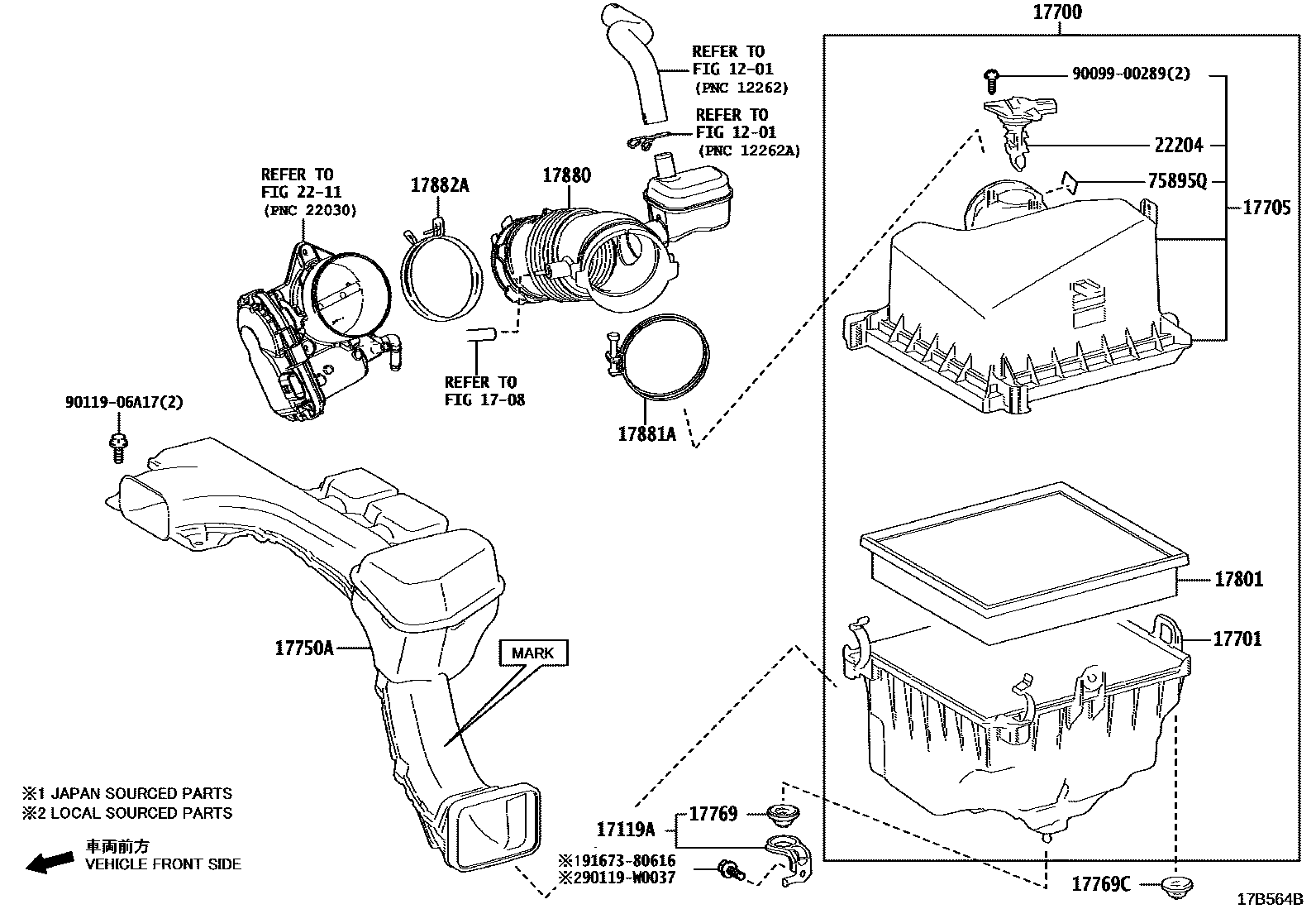 Toyota RAV4 Air Cleaner EPC diagram — 17B564B
