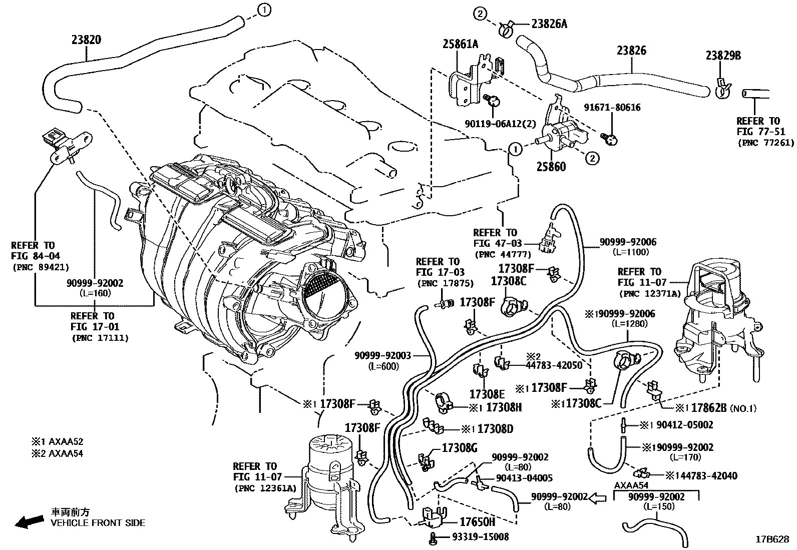 Toyota RAV4 vacuum tube EPC diagram — 17B628