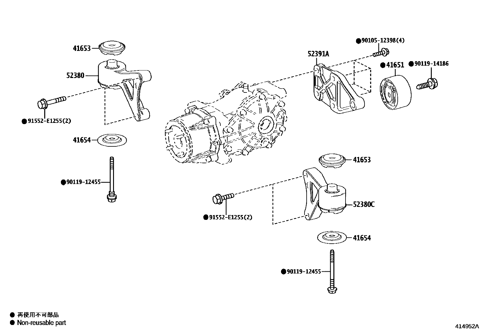 Toyota RAV4 后桥壳和差速器 EPC diagram — 414952A