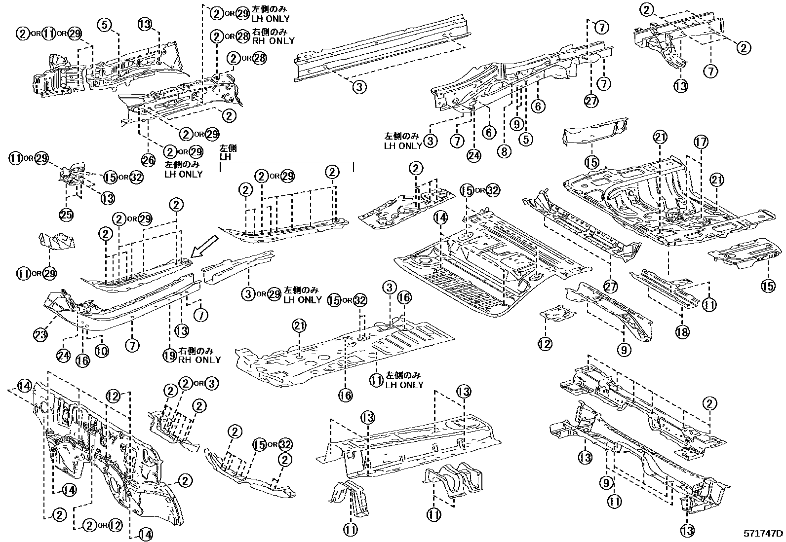 Toyota RAV4 hole plug EPC diagram — 571747D