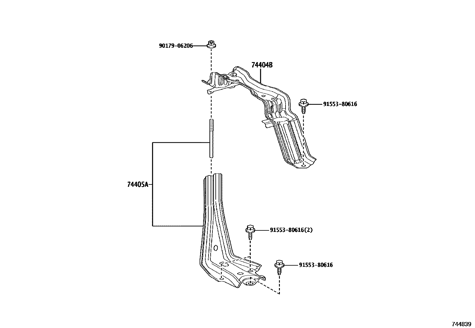 Toyota RAV4 battery holder EPC diagram — 744839