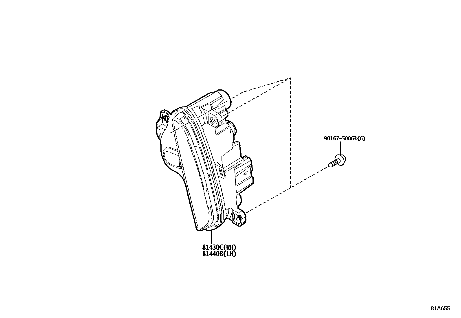 Toyota RAV4 日间行车照明灯或照明灯 EPC diagram — 81A655