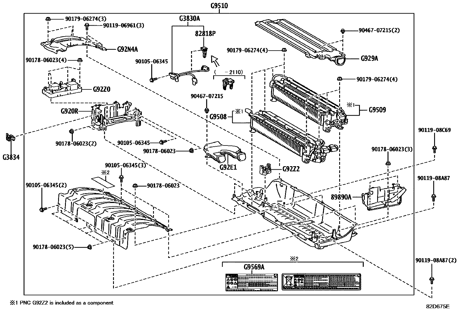 Toyota RAV4 蓄电池和蓄电池电缆 EPC diagram — 82D675E