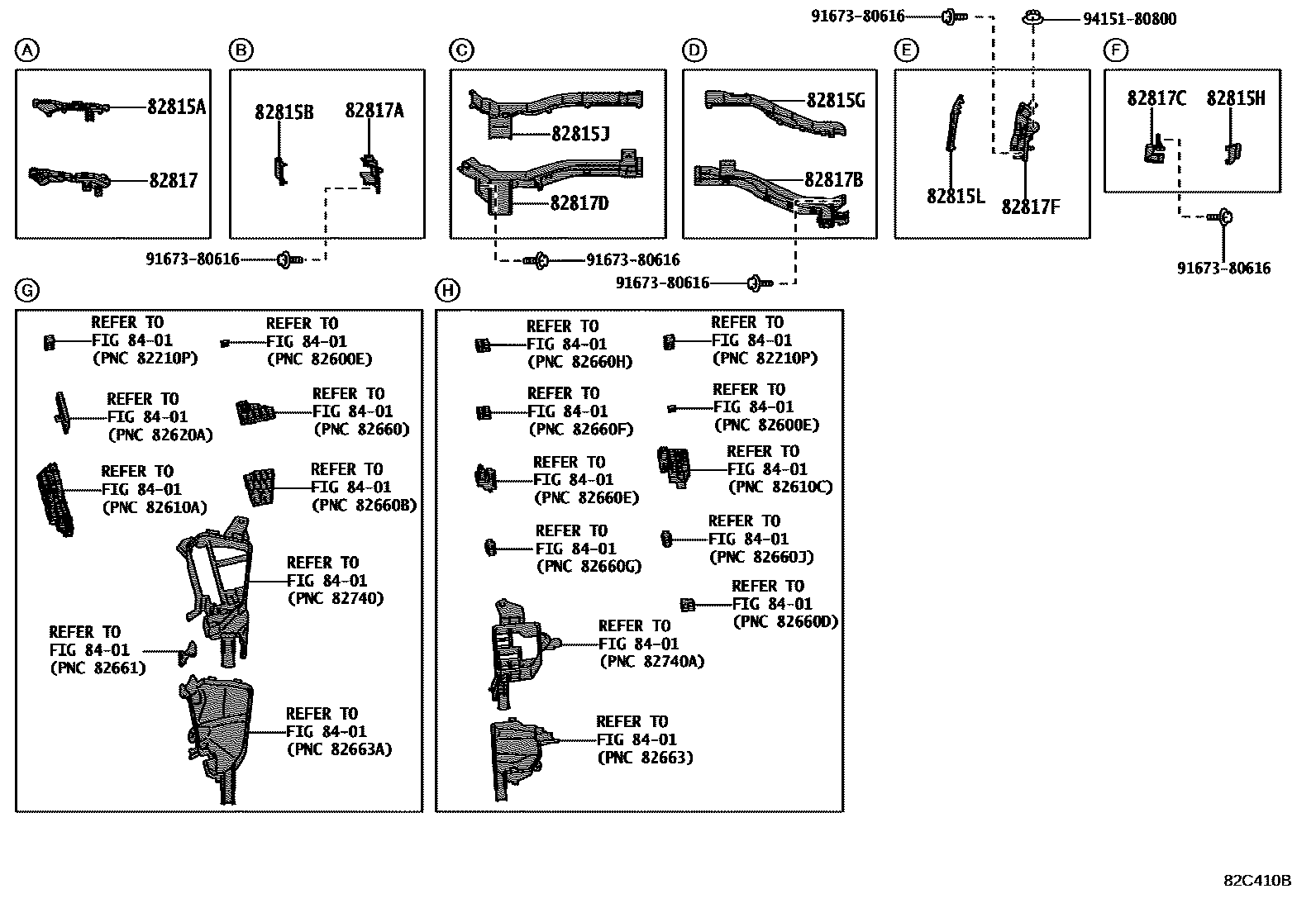 Toyota RAV4 线束和卡夹 EPC diagram — 82C410B