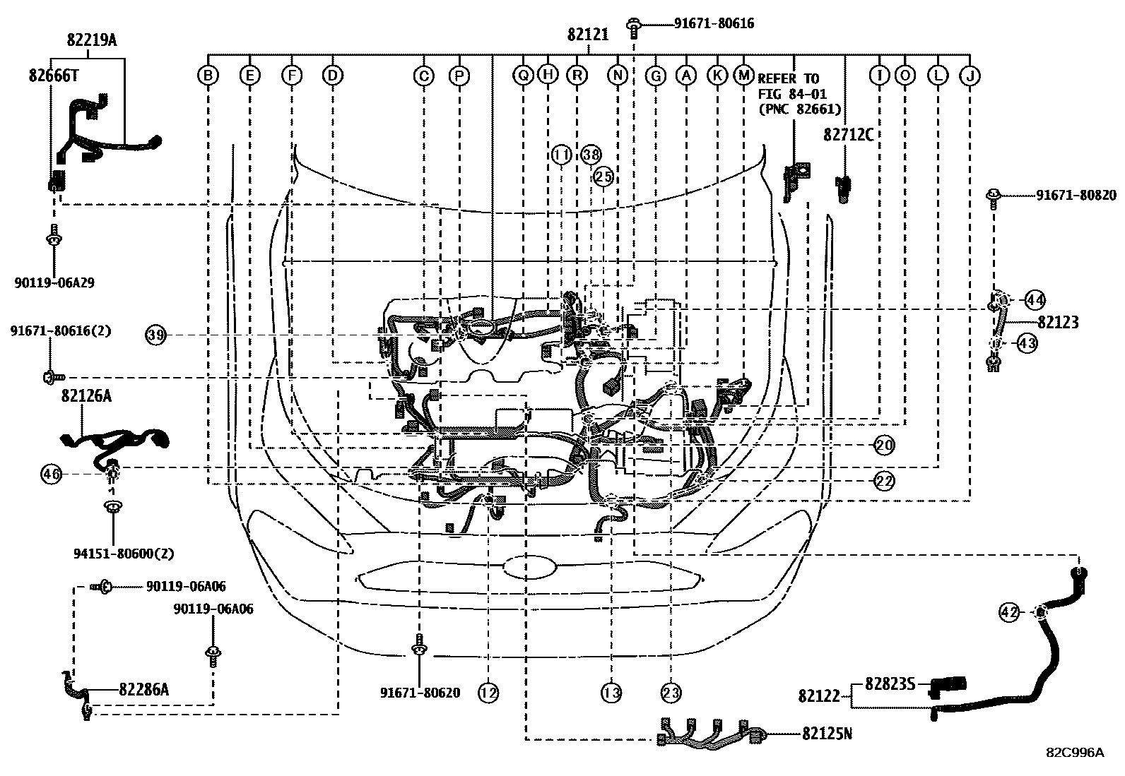 Toyota RAV4 线束和卡夹 EPC diagram — 82C996A