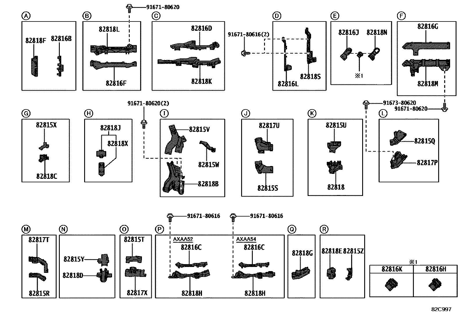 Toyota RAV4 线束和卡夹 EPC diagram — 82C997