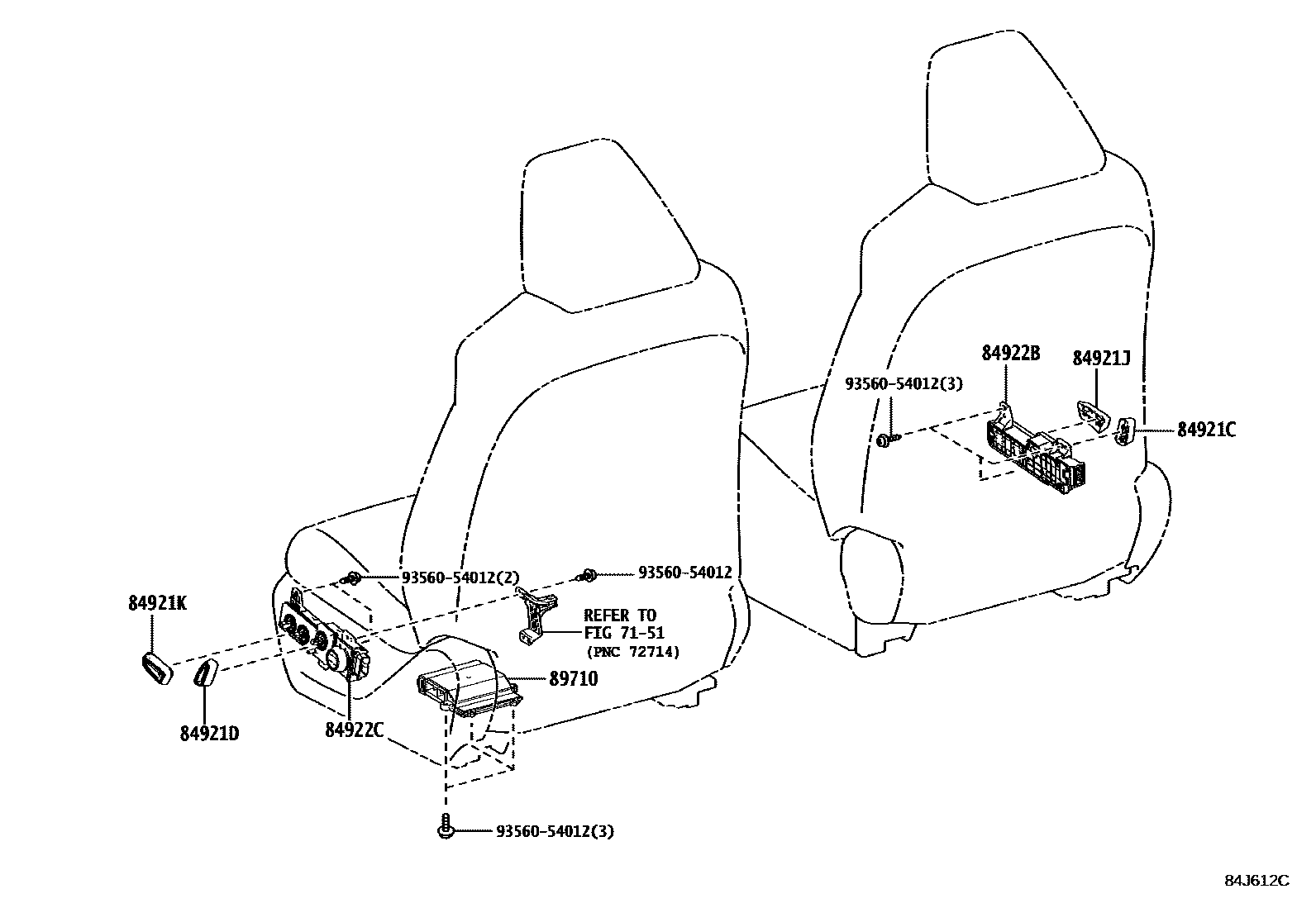 Toyota RAV4 开关和继电器和ECU EPC diagram — 84J612C