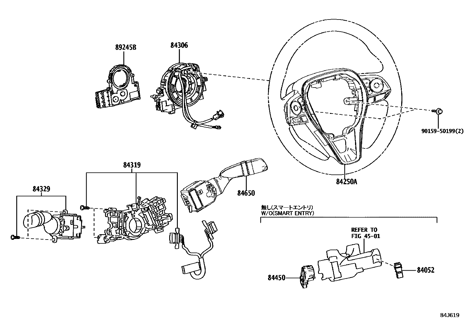 Toyota RAV4 开关和继电器和ECU EPC diagram — 84J619