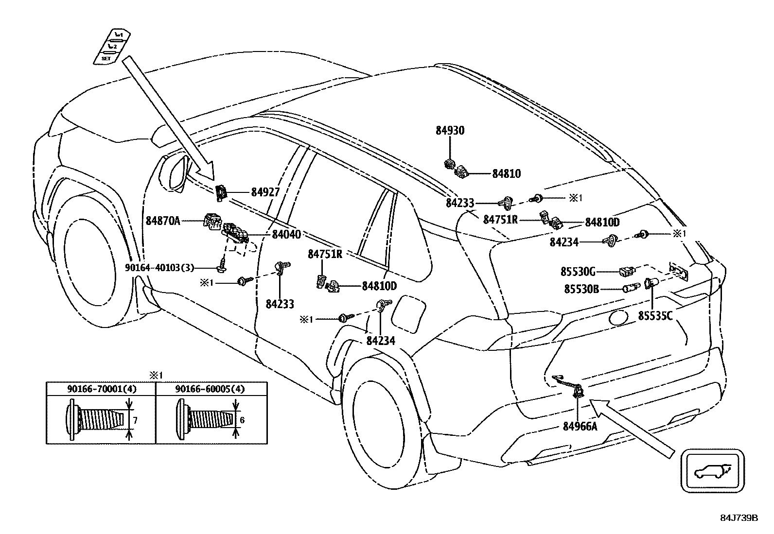 Toyota RAV4 开关和继电器和ECU EPC diagram — 84J739B
