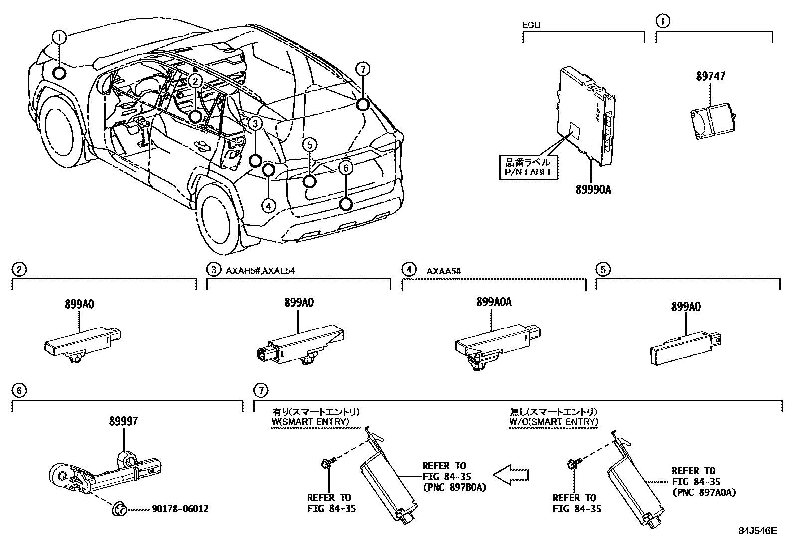 Toyota RAV4 遥控门锁 EPC diagram — 84J546E