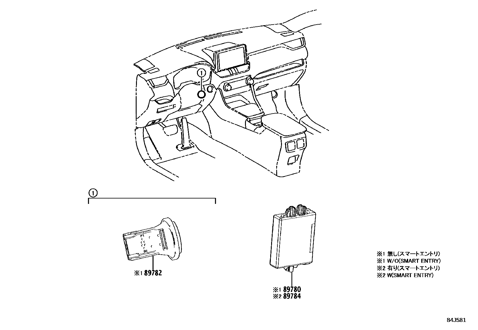 Toyota RAV4 防盗装置 EPC diagram — 84J581