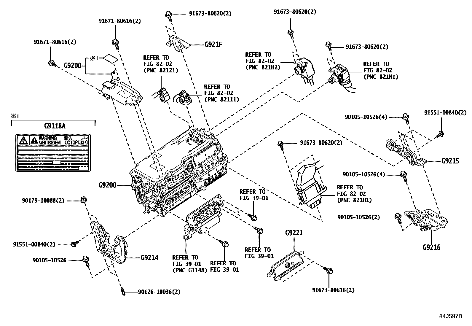 Toyota RAV4 HV逆变器 EPC diagram — 84J597B