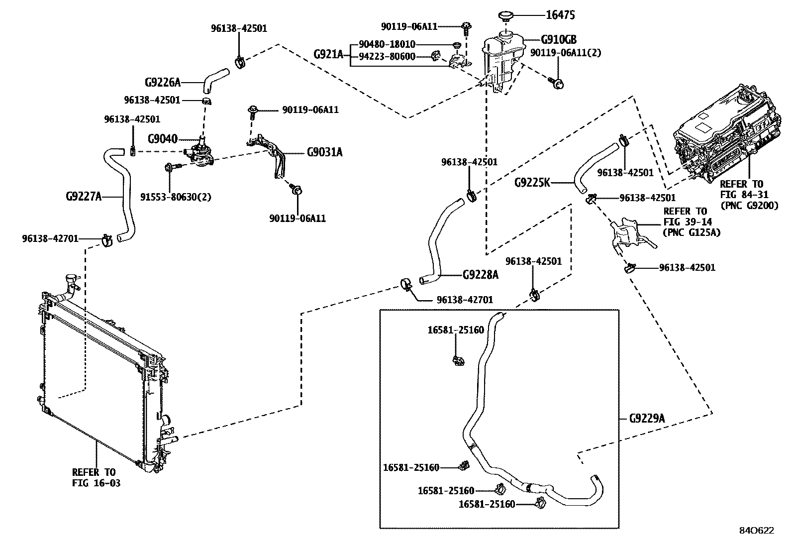 Toyota RAV4 逆变器冷却系统 EPC diagram — 84O622