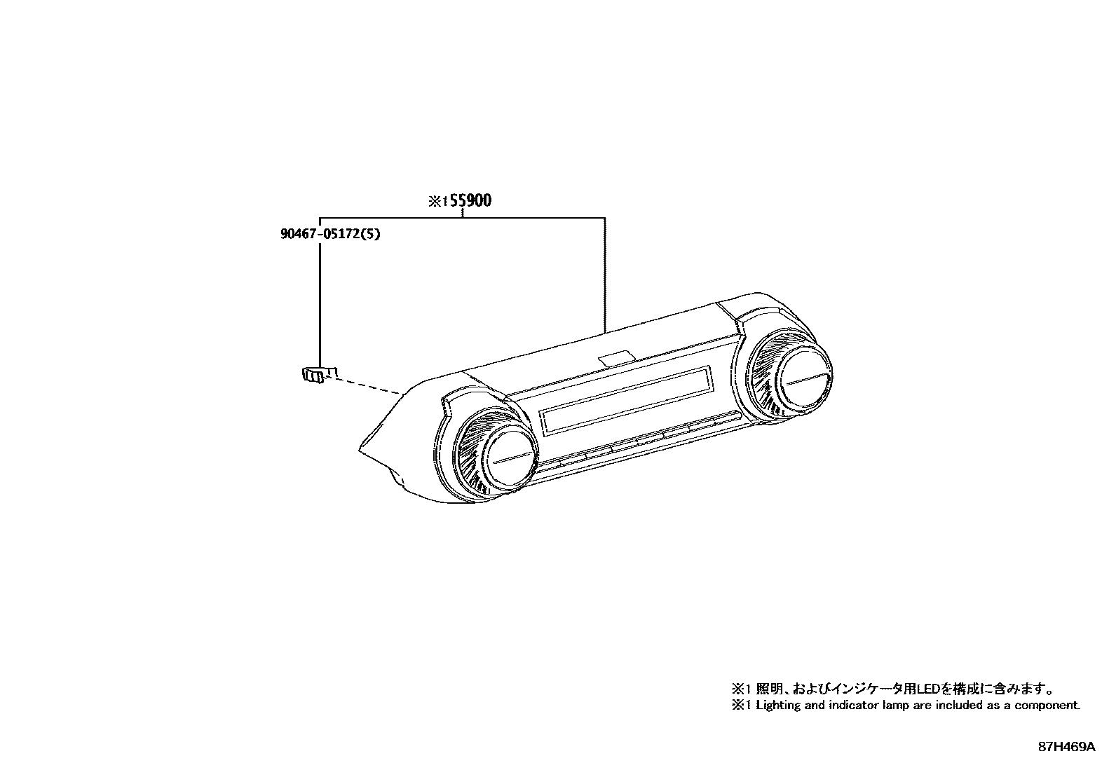 Toyota RAV4 暖风和空调系统 - 控制器和风管 EPC diagram — 87H469A