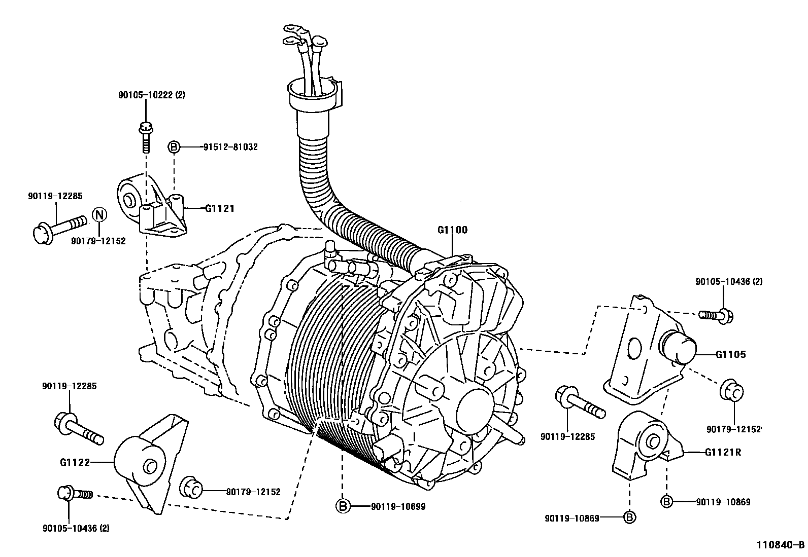 Toyota RAV4 EV马达 EPC diagram — 110840B