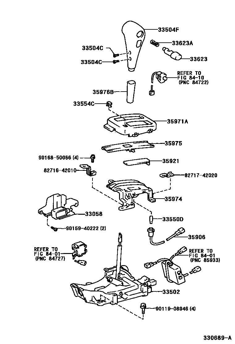 Toyota RAV4 Shift Lever & Retainer EPC diagram — 330689A