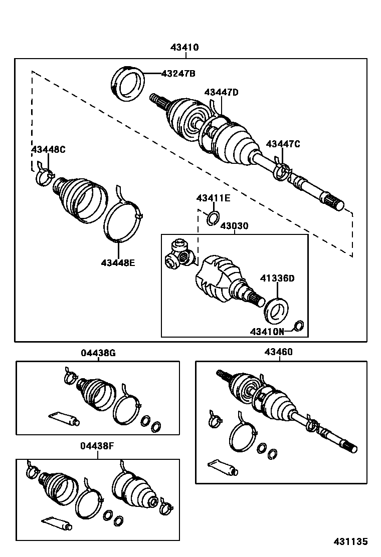 Toyota RAV4 Front Drive Shaft EPC diagram — 431135